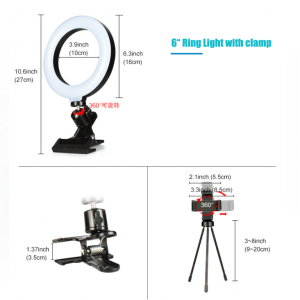 Selfie Ring Light, 6" LED Ring Light with Tripod Stand - Image 4