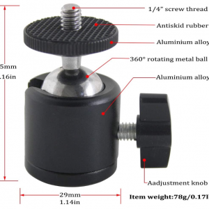 Tripod Head with 1/4" Screw Thread Tripod Ball Head - Image 3