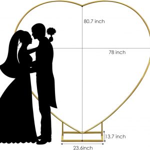 Metal Balloon Arch Kit, Wedding Heart Arch Stand 2m Gold,White - Image 4