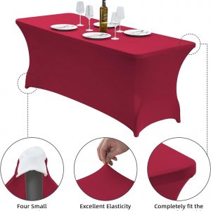 Table Cover Table Cloths Wedding Tablecloth 6ft Red - Image 4