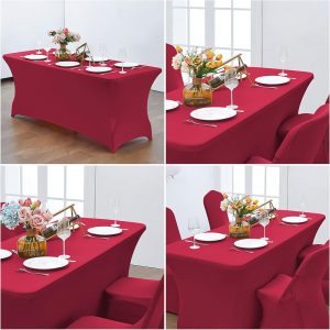 Table Cover Table Cloths Wedding Tablecloth 6ft Red - Image 3